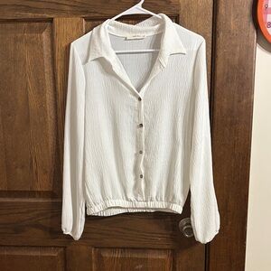 Elegant White Button-Up Blouse size large